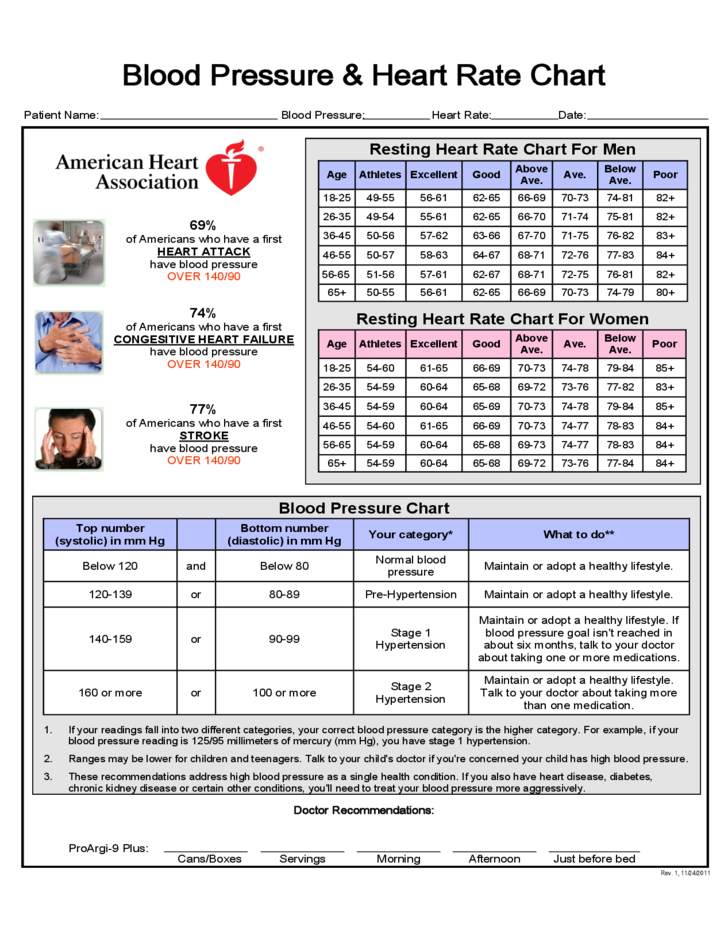 Blood Pressure and Heart Rate Chart Free Download