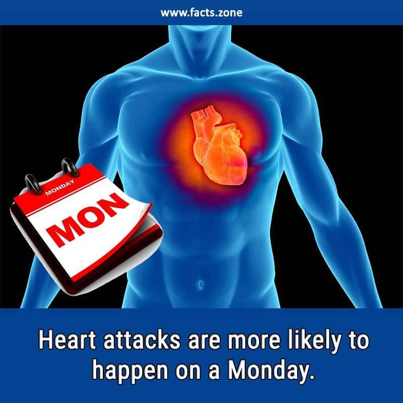 Heart attacks are more likely to happen on... â¢ Facts Zone