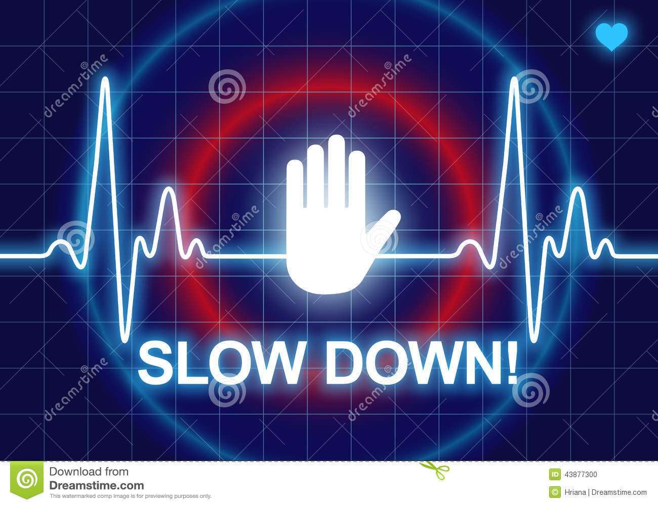 SLOW DOWN Written On Blue Heart Rate Monitor Stock ...